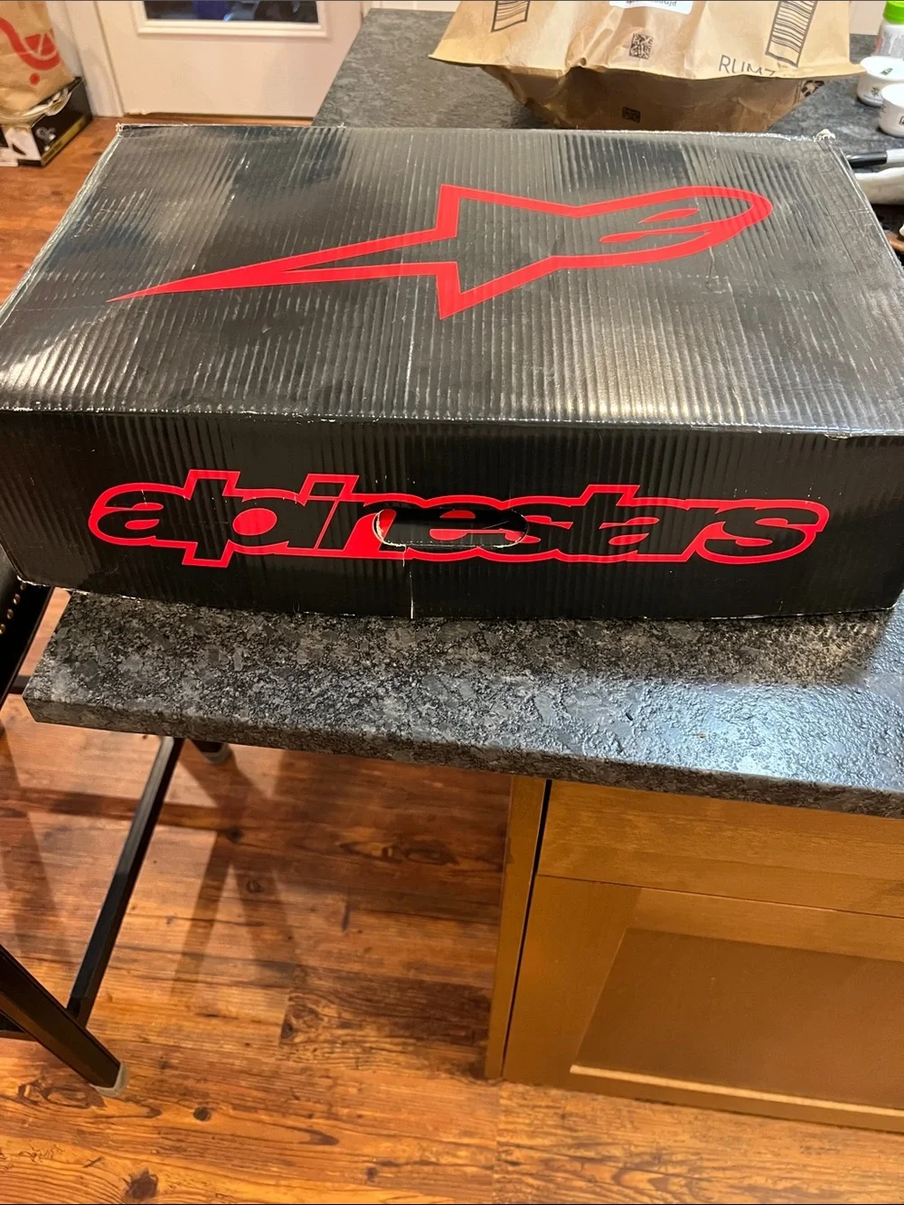 Alpinestars Black Motorcycle Racing Boots with White Logo